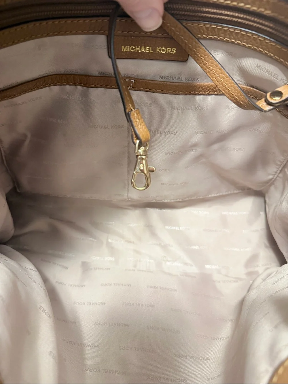 Michael Kors Studio Mercer Chain-Link Leather Tote classic shade luggage brown